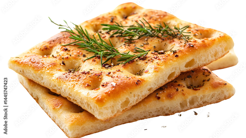 Freshly Baked Focaccia Bread on Transparent Background - AI Generated Image Freshly Baked Focaccia Bread on Transparent Background - AI Generated Image