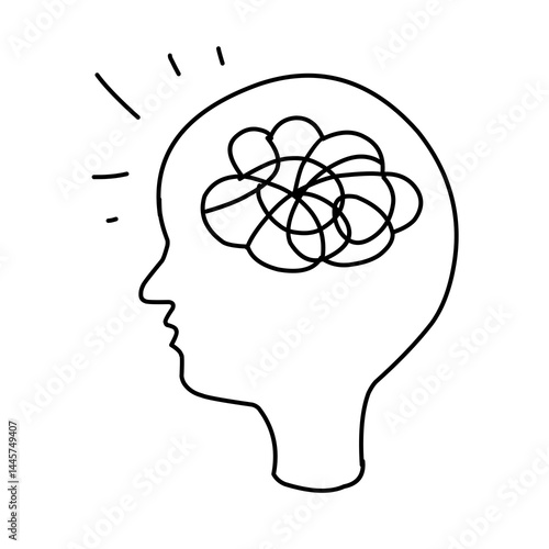 doodle style of ilustration of full brain 