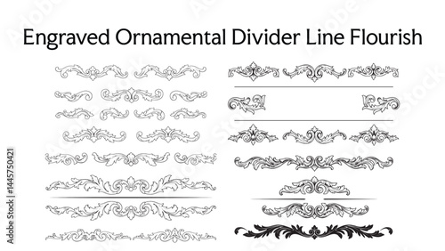 Engraved ornamental divider line flourish