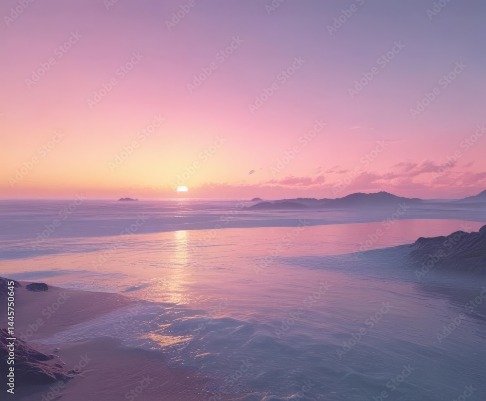 Obraz premium Fuzzy pastel sunset, pink, blue, yellow gradient , yellow, background, web