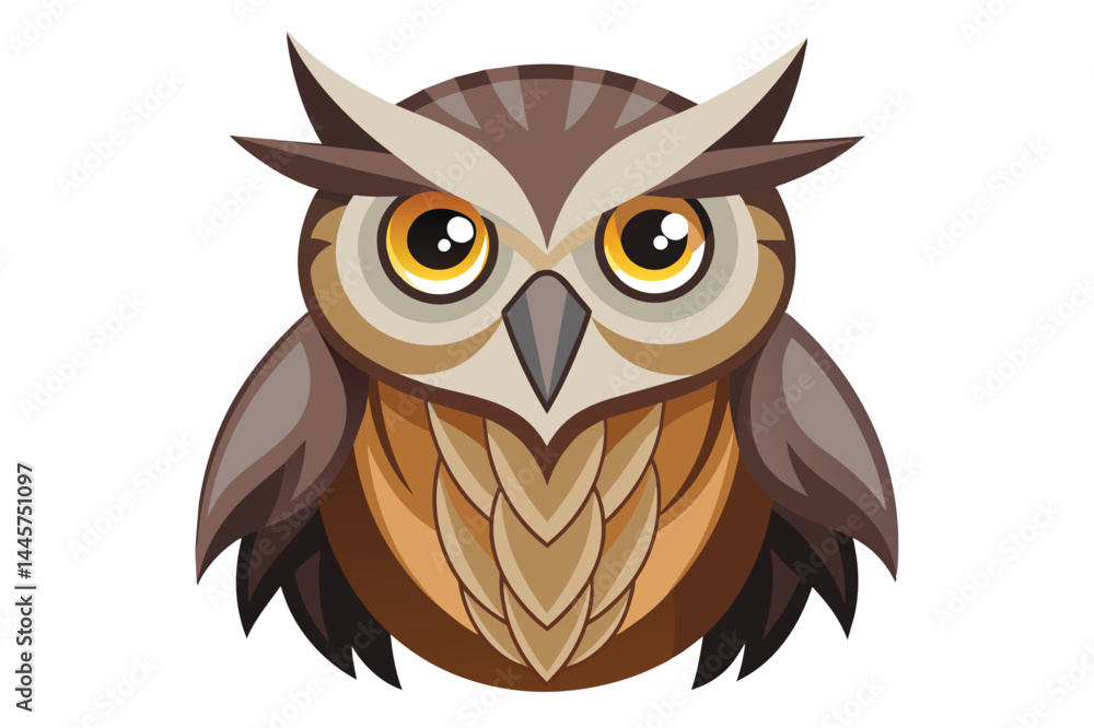 A playful and colorful cartoon owl with bright yellow eyes and detailed feather patterns sits against a simple background, perfect for educational or creative projects. A playful and colorful cartoon owl with bright yellow eyes and detailed feather patterns sits against a simple background, perfect for educational or creative projects.