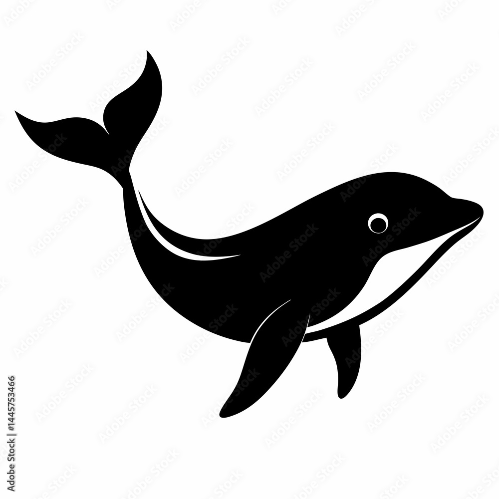 Obraz premium Black Whale Shape Vector Graphic