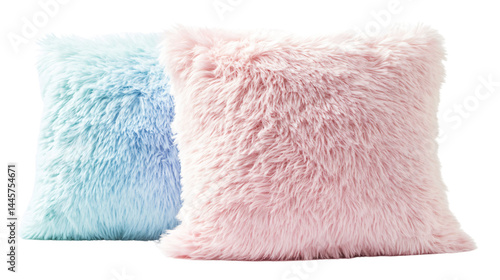 Soft Pastel Fluffy Throw Pillow on Transparent Background