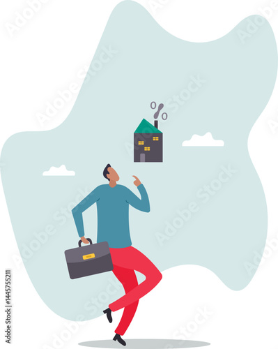 Real estate and housing mortgage rates, interest rate for house loan or renting,character for design.