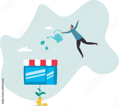 Grow your shop and earn more profit, expand store front or grow small business, marketing to promote shop increase revenue .character for design.