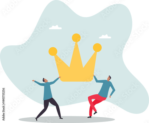 Staff conflict or employee argument, fighting for job promotion or jealousy colleague.character for design.