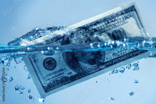 Risks of the US economy. Economic shocks and devaluation of the US dollar due to the dangerous political position of the authorities. US Dollar sinking in water