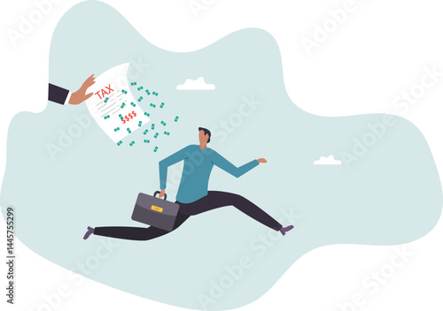 Tax evasion, illegal hide revenue and avoid paying government tax, fraud and money laundering or financial crime .character for design.