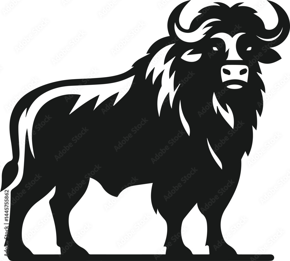 Fototapeta premium Buffalo silhouette vector