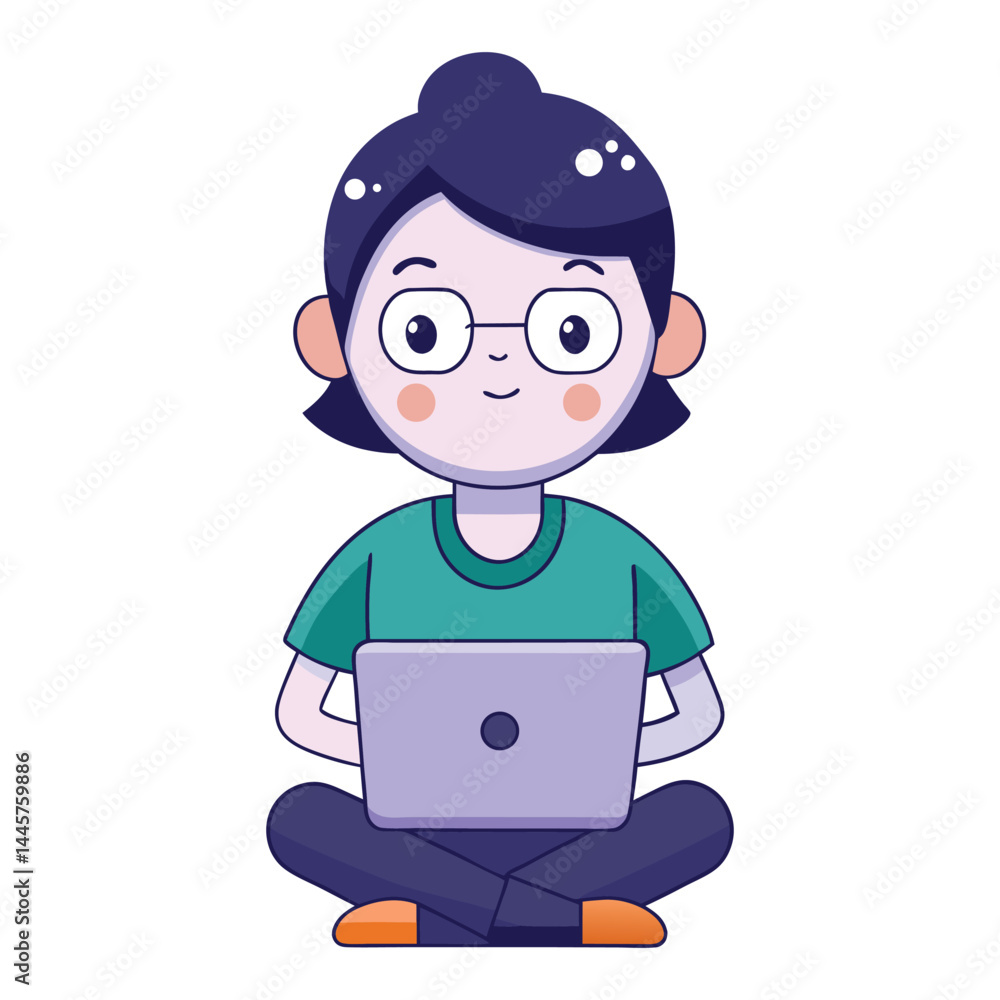 Non-binary character with laptop Non-binary character with laptop