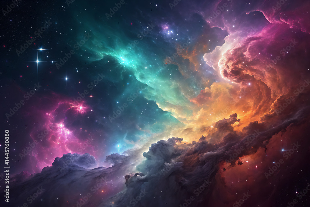 Fototapeta premium Cosmic Nebula with Metallic Glow