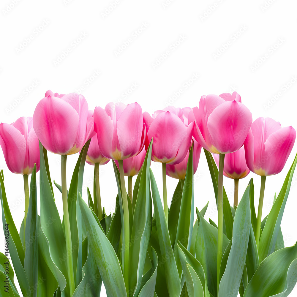 Fototapeta premium Beautiful Pink Tulips Blooming in a Flourishing Spring Garden
