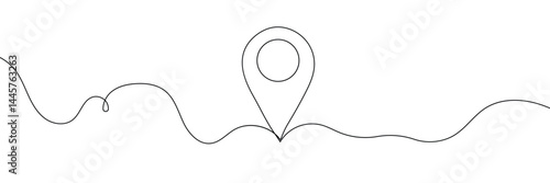 Location pins, geotag sign line continuous drawing vector. One line Location pins, geotag vector background. Location pin, geotag icon. Continuous outline of Location pin, geotag. Linear Locations pin