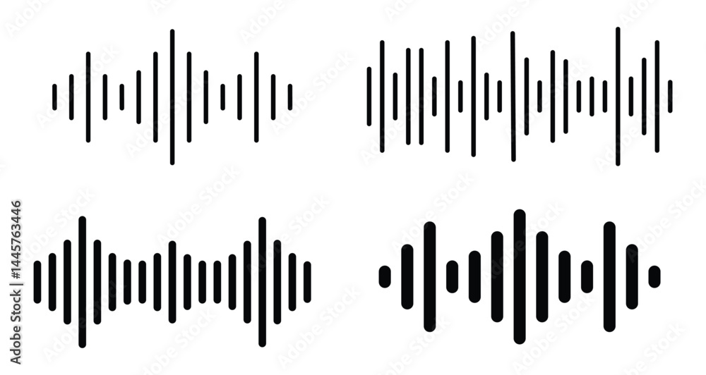 sound wave icon. radio wave. audio wave, radio signal, music sign. music player sound bar. podcast sound wave. waveform pattern for music player, podcast, voice message, music app. vector illustration sound wave icon. radio wave. audio wave, radio signal, music sign. music player sound bar. podcast sound wave. waveform pattern for music player, podcast, voice message, music app. vector illustration