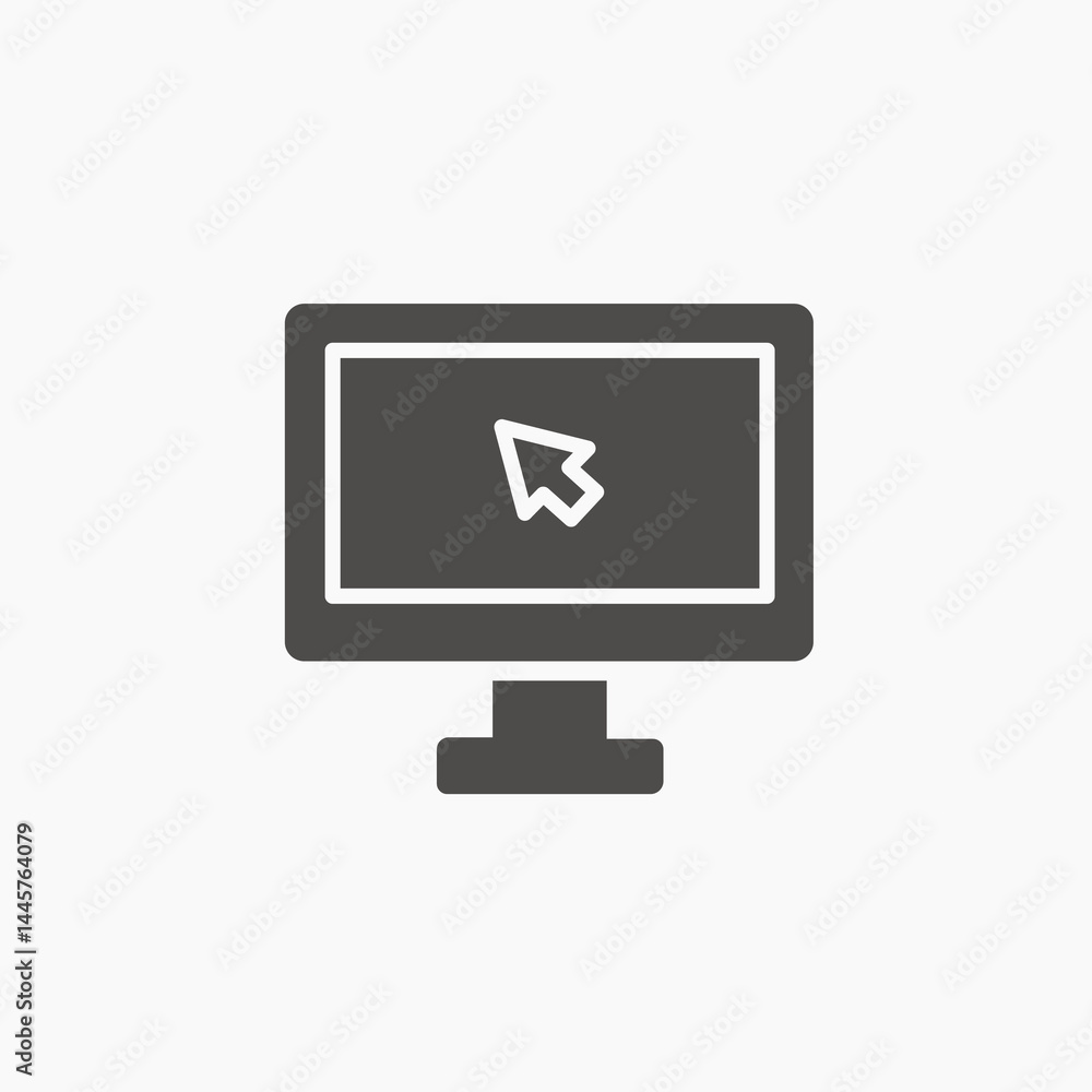 Computer mouse cursor click vector icon. filled flat sign for mobile concept and web design. PC monitor with mouse arrow glyph icon. Computer mouse cursor click vector icon. filled flat sign for mobile concept and web design. PC monitor with mouse arrow glyph icon.