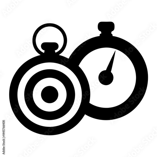 Two black clock icons symbolizing time management, deadlines and efficiency