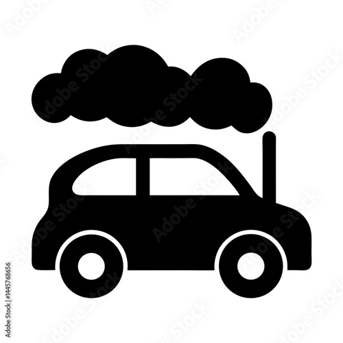 Black icon representing vehicle emitting pollution or exhaust fumes into the atmosphere