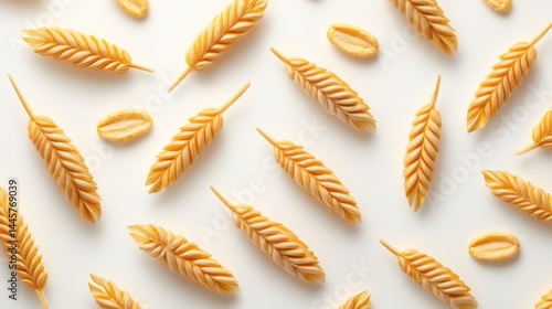 Obraz na płótnie A close-up of individual cereal grains, arranged neatly on a light-colored background, emphasizing their size and smooth texture for a clean look. w salonie