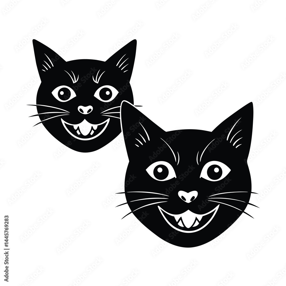 Funny Cat Head Silhouette Vector Illustration Funny Cat Head Silhouette Vector Illustration