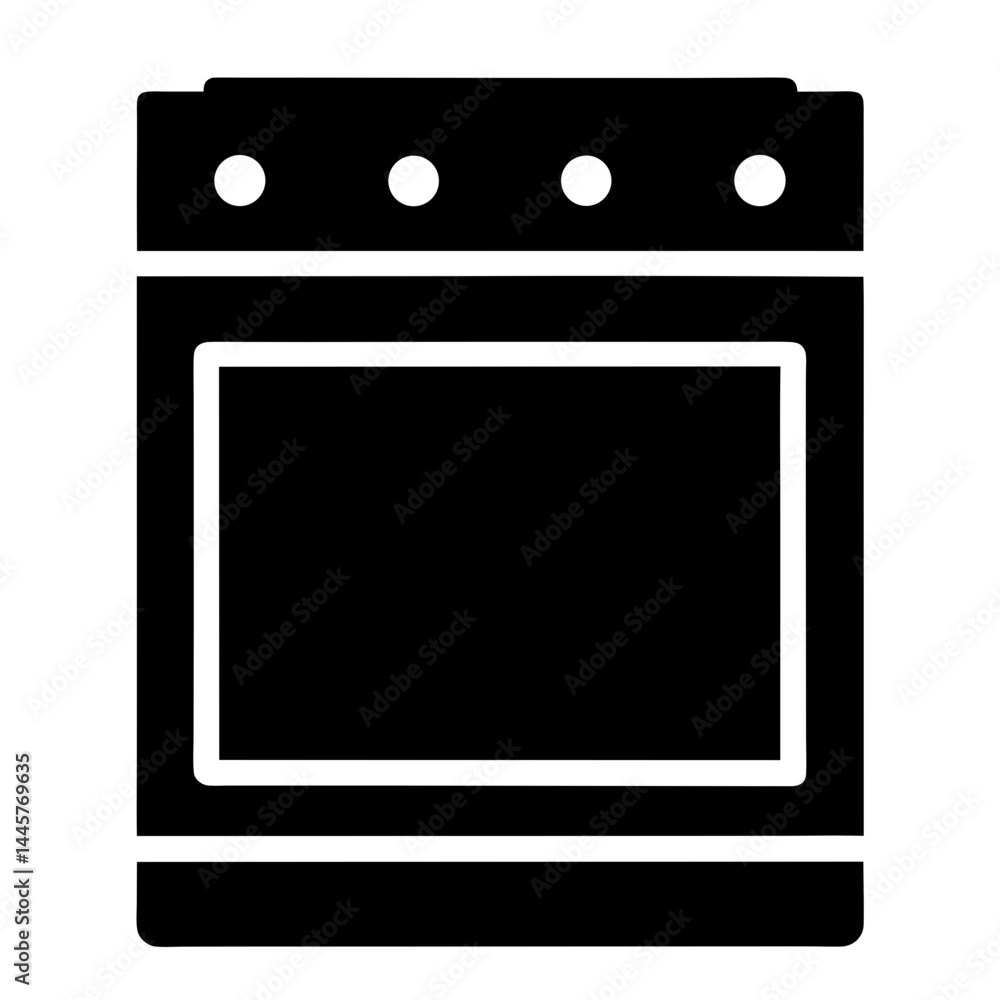 Black and white silhouette image of an oven or range style appliance Black and white silhouette image of an oven or range style appliance