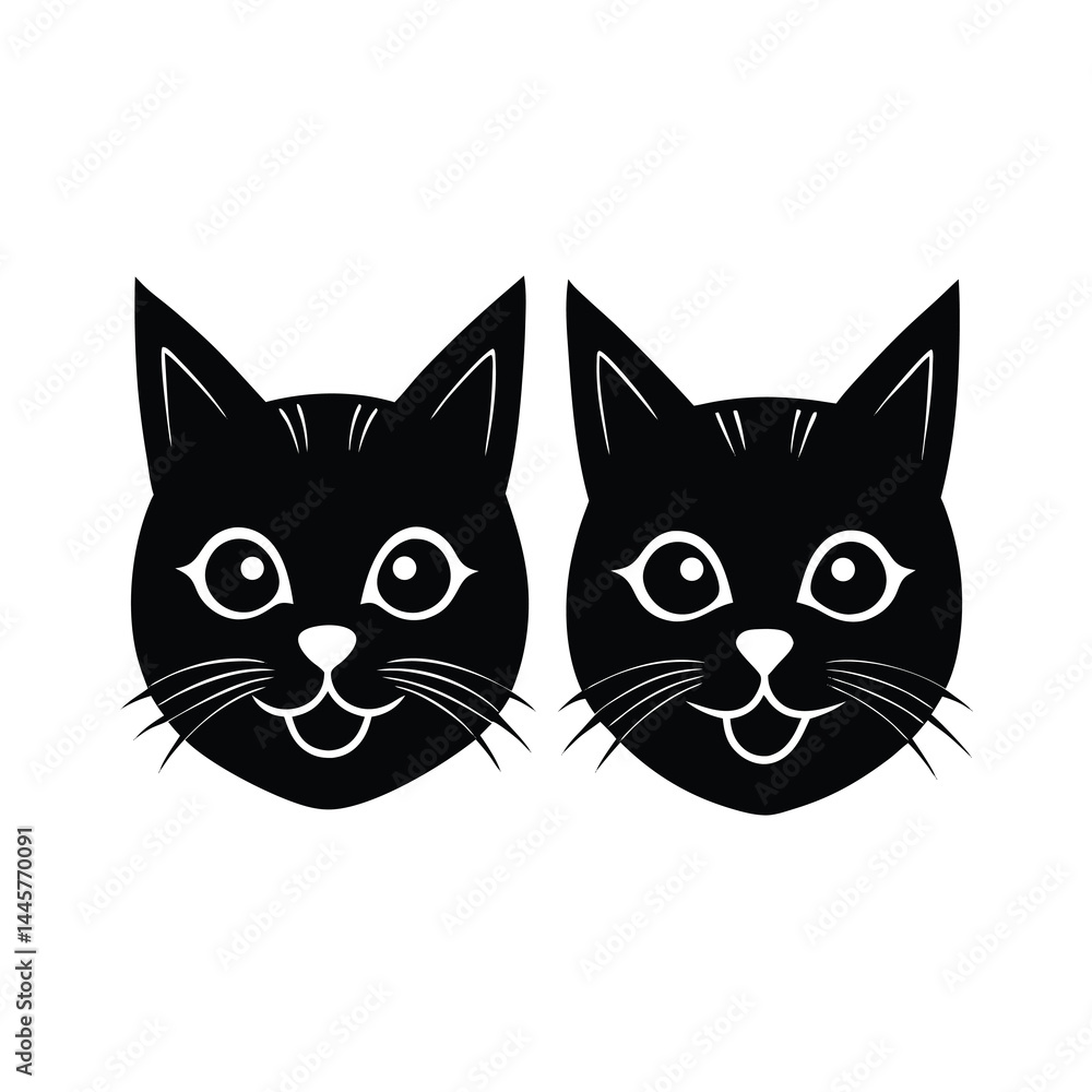 Cute Cat Icon Silhouette Vector Illustration Cute Cat Icon Silhouette Vector Illustration