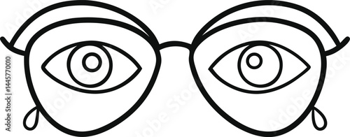 Eyeglasses combined with abstract human eyes in continuous line art style ideal for creative vision concepts optical ads and artistic psychological themed designs
