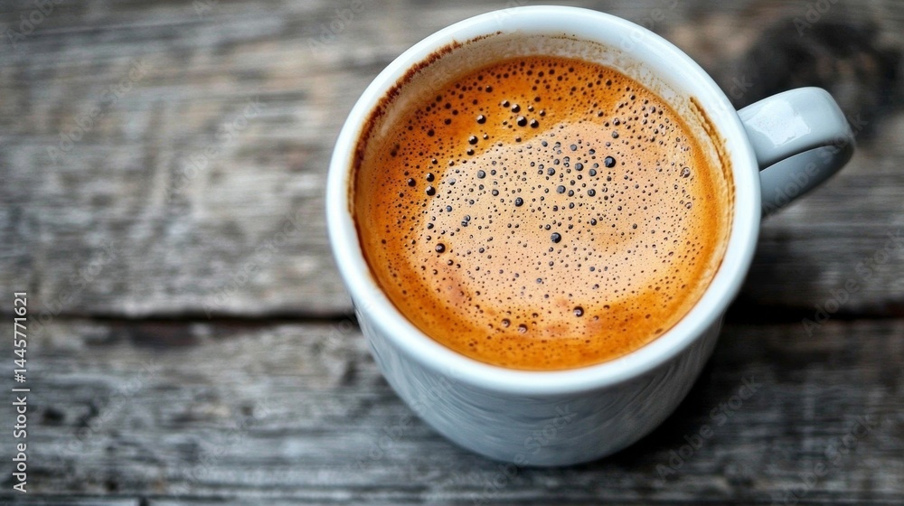 A cozy cup of coffee topped with creamy foam. A cozy cup of coffee topped with creamy foam.