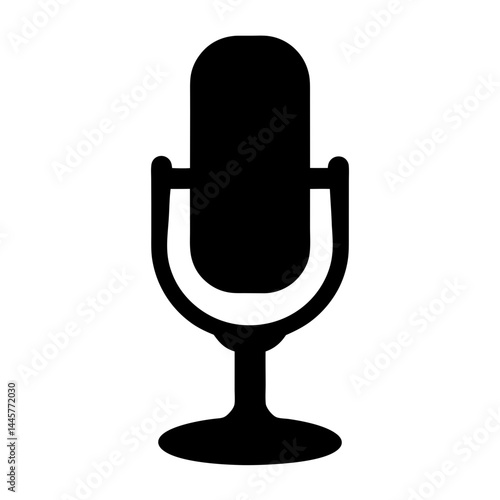 Classic black microphone icon representing audio recording and podcasting equipment