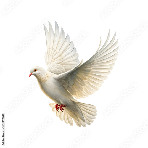 White Dove in Flight: Graceful Symbolism of Peace on Transparent bakcground