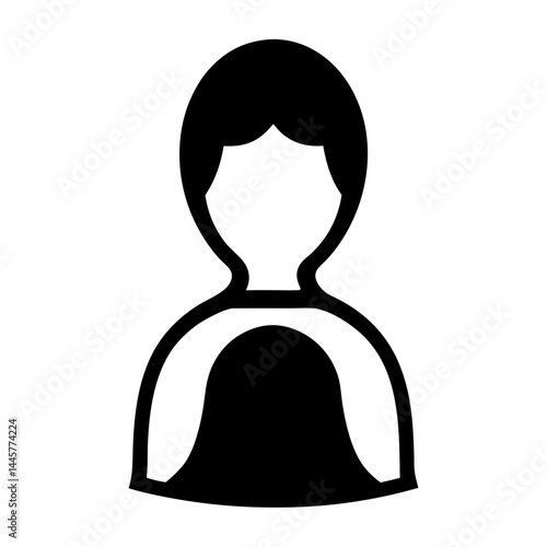 Minimalistic Silhouette Icon of a Person, Depicting User Profile or Representation