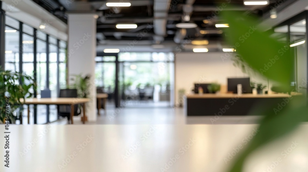 An airy office interior featuring subtle blurred details for a tranquil vibe. An airy office interior featuring subtle blurred details for a tranquil vibe.