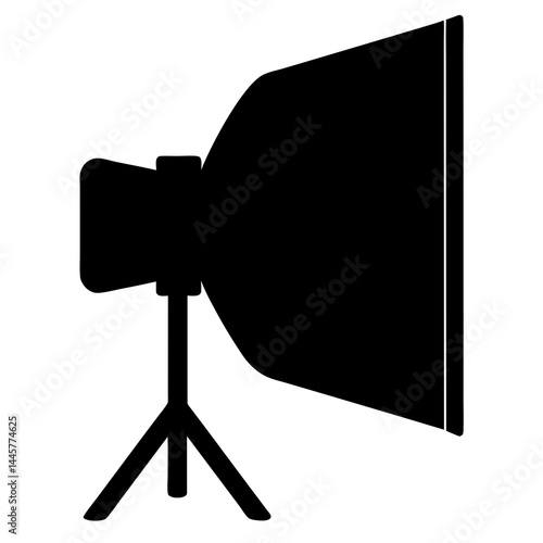 Black and White Softbox Lighting Setup for Studio Photography Illustration