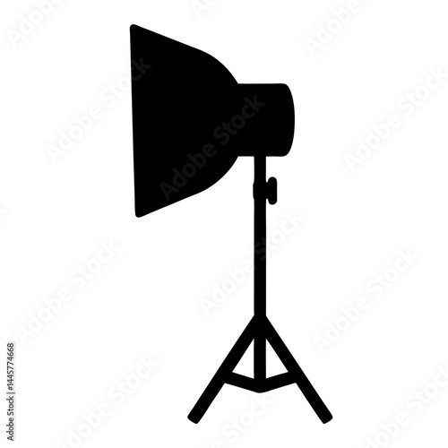 Silhouette of a studio light with softbox and tripod stand