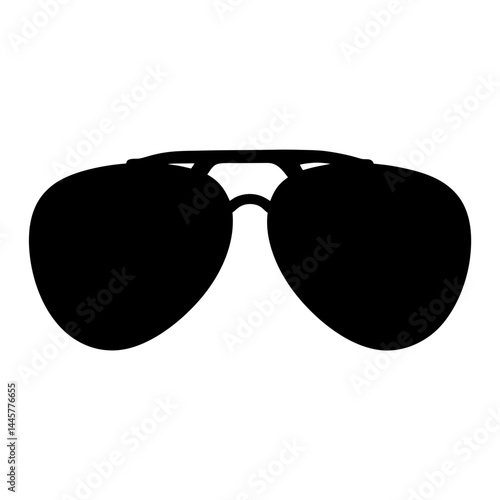 Black aviator sunglasses silhouette against a white background offering sun protection