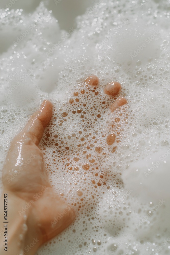 Fototapeta premium Hand in soapy bubbles
