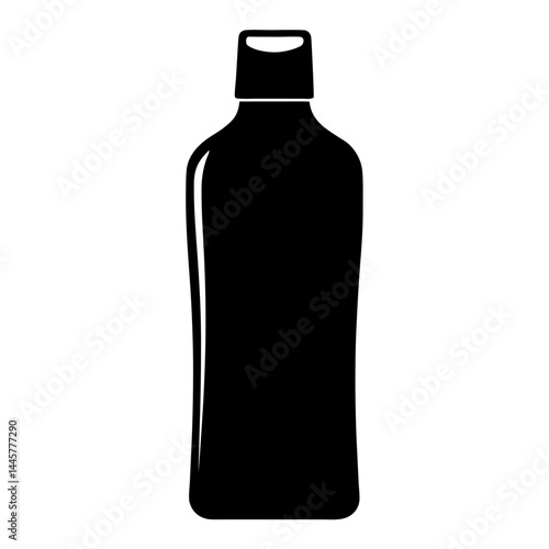 Black silhouette of a bottle suitable for shampoo or lotion container