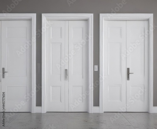 Wallpaper Mural Multiple white door frames, open and closed doors,  design,  wall,  shape Torontodigital.ca