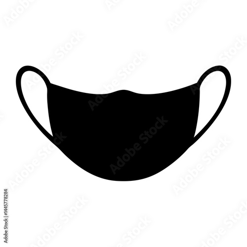 Black cloth face mask with ear loops for protection against viruses