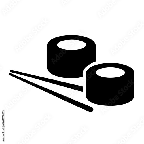 Iconic sushi maki rolls with chopsticks, representing Japanese cuisine culture