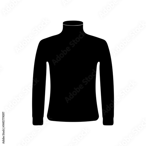 Black turtle neck long sleeved shirt isolated on a white background