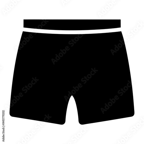 Simple and clean black boxer shorts illustration with white waistband detail