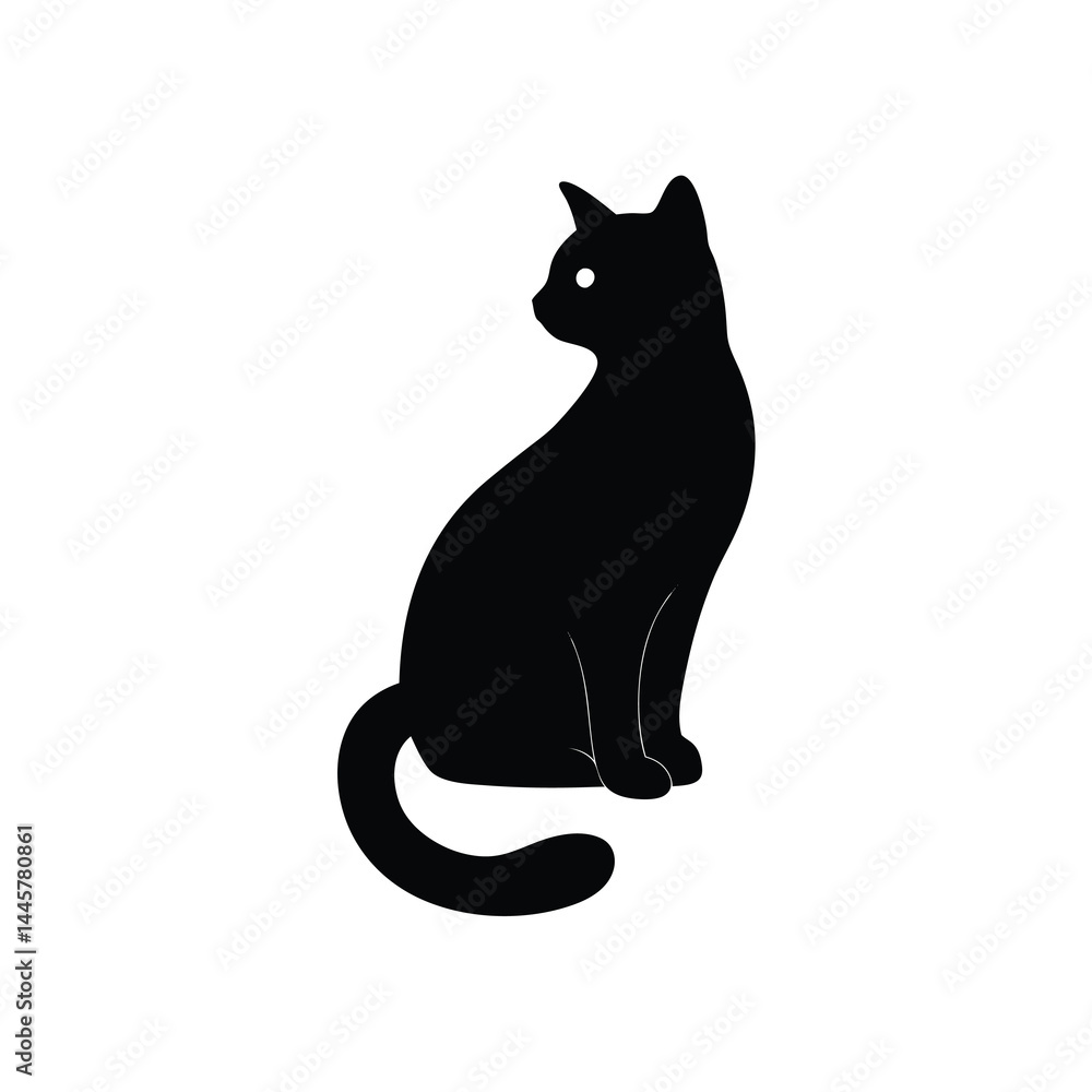 Fototapeta premium Minimal Sitting Cat Silhouette Art