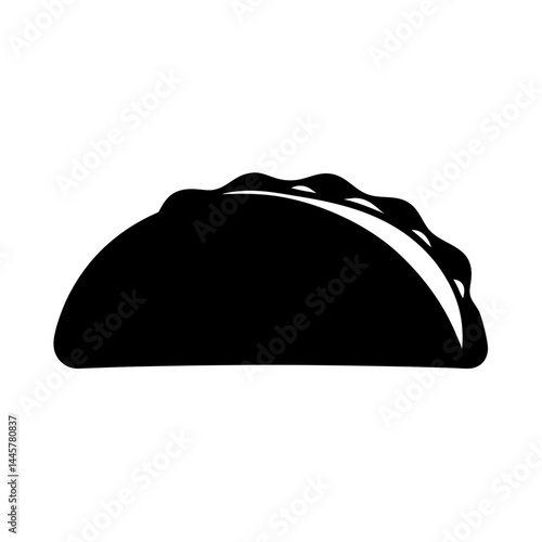Black and white illustration of a delicious empanada ready to eat