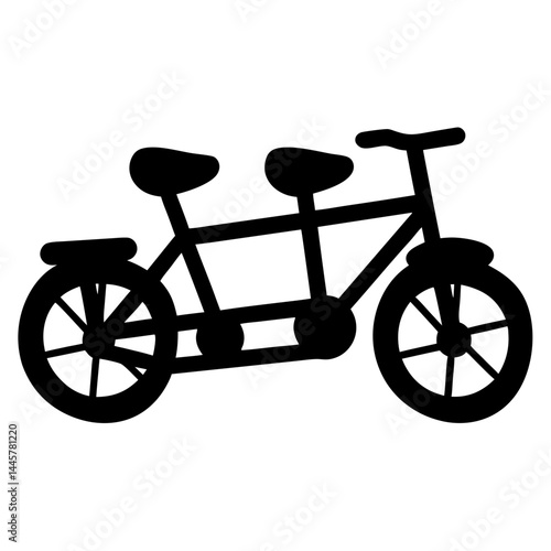 A black silhouette of a tandem bicycle for two riders adventure