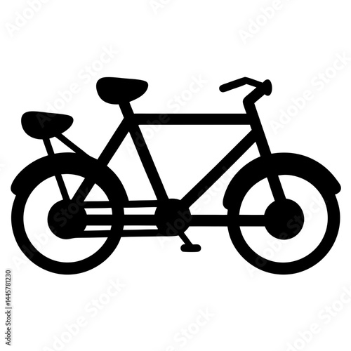 A stylish black silhouette of a vintage tandem bicycle design