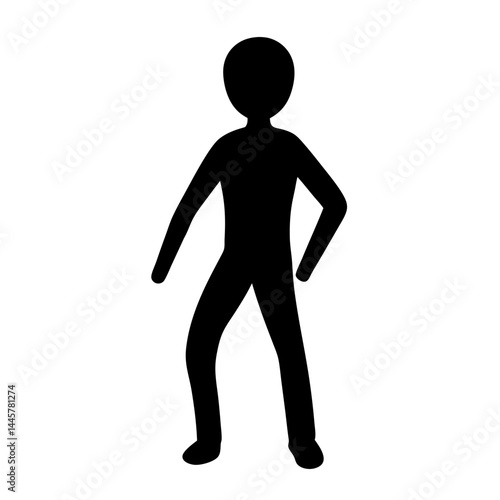 Stylized black silhouette of a confident figure with swagger and posture