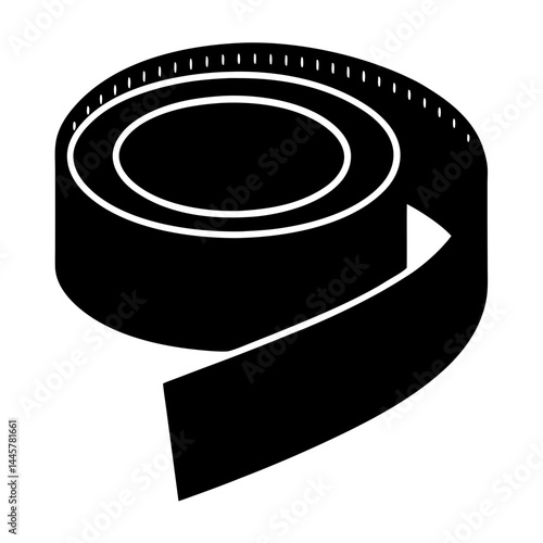 Minimalist design of a black and white measuring tape illustration