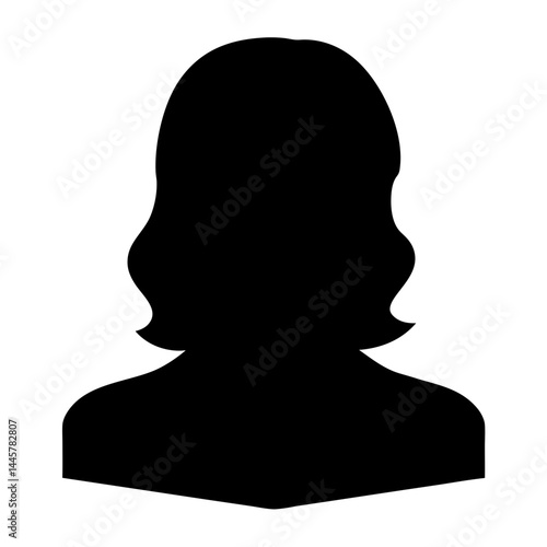 Black silhouette of a woman's head and shoulders, perfect for profile avatar