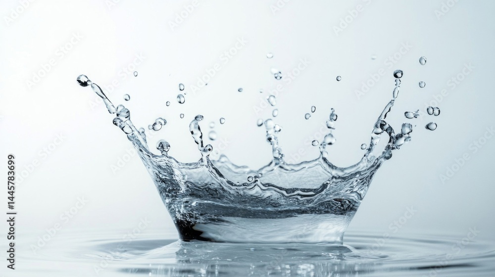 Water Drop Splash Crown on White Background Water Drop Splash Crown on White Background