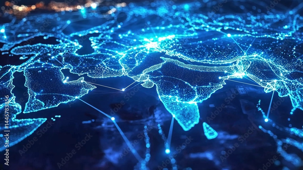 Obraz premium The Role of Technology in Strengthening Saudi Arabia and North Africa Networks